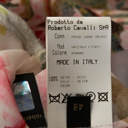 Pre Owned Roberto Cavalli Off White Floral Print Silk Sheer Blouse L