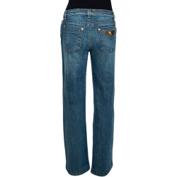 Pre Owned Roberto Cavalli Blue Light Wash Denim Straight Leg Jeans L