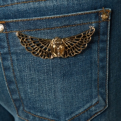 Pre Owned Roberto Cavalli Blue Light Wash Denim Straight Leg Jeans L