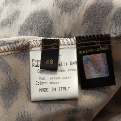 مملوكة مسبقًا Roberto Cavalli Beige Satin Leopard Print Maxi Skirt L