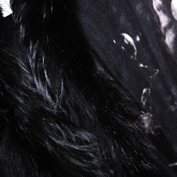 Pre Owned Roberto Cavalli Black Printed Cashmere Fur Lined Poncho (One Size)