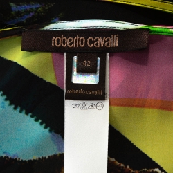 Pre Owned Roberto Cavalli Multicolor Butterfly Print Silk Sheer Belted Kaftan Top M