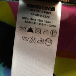 Pre Owned Roberto Cavalli Multicolor Butterfly Print Silk Sheer Belted Kaftan Top M