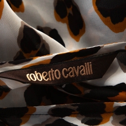 مملوكة مسبقًا Roberto Cavalli Black Animal Print Silk Sheer Kaftan Top M