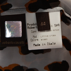 مملوكة مسبقًا Roberto Cavalli Black Animal Print Silk Sheer Kaftan Top M