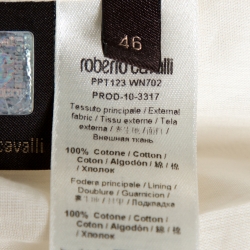 Pre Owned Roberto Cavalli Blue Printed Cotton Gathered Maxi Dress L