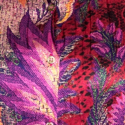 Pre Owned Roberto Cavalli Magenta Abstract Foil Printed Plisse Silk Shirt L 
