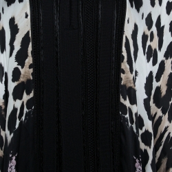Pre Owned Roberto Cavalli Multicolor Animal Printed Silk Short Kaftan Dress M