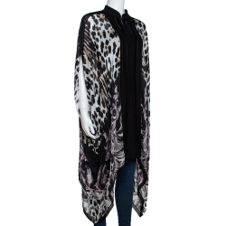 Pre Owned Roberto Cavalli Multicolor Animal Printed Silk Short Kaftan Dress M