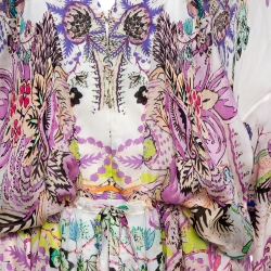 مملوكة مسبقًا Roberto Cavalli White Floral Print Silk Sheer Maxi Kaftan L