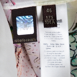 مملوكة مسبقًا Roberto Cavalli White Floral Print Silk Sheer Maxi Kaftan L