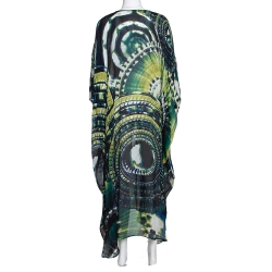 Pre Owned Roberto Cavalli Multicolor Tie Dye Print Silk Sheer Maxi Kaftan L