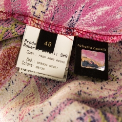 Pre Owned تنورة ماكسي روبرتو كافالي حرير مطبوع مقاس كبير (لارج)