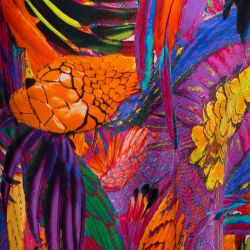 Pre Owned تنورة ماكسي روبرتو كافالي حرير تويل طباعة تجريدية ريس مقاس كبير (لارج)