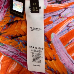 Pre Owned تنورة ماكسي روبرتو كافالي حرير تويل طباعة تجريدية ريس مقاس كبير (لارج)