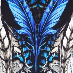 Pre Owned Roberto Cavalli Multicolor Printed Jersey and Mesh Panelled Maxi Skirt L