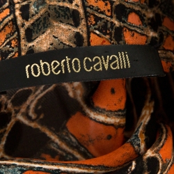 Pre Owned Roberto Cavalli Multicolor Abstract Printed Silk Ruffled Shirt L