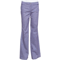 Floral Print Cotton Flared Trousers