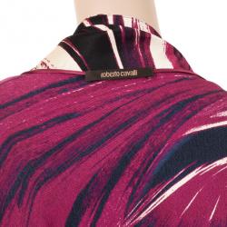 Pre Owned Roberto Cavalli Magenta Silk One Shoulder Top