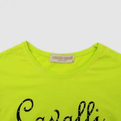 مملوكة مسبقًا Roberto Cavalli Green Logo T-shirt Size S