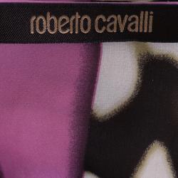 مملوكة مسبقًا توب روبرتو كافالي قفطان قصير حرير شيفون طبع فهد S