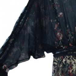 Pre Owned Roberto Cavalli Floral Silk Chiffon Blouse