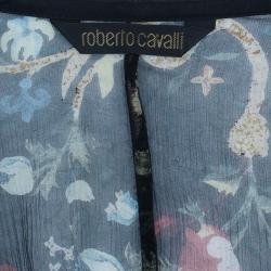 Pre Owned Roberto Cavalli Floral Silk Chiffon Blouse