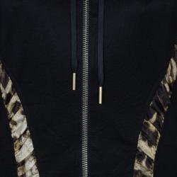 Pre Owned Roberto Cavalli Black Leopard Print Hoodie M