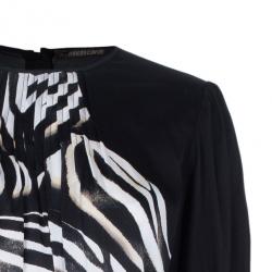 Pre Owned Roberto Cavalli Animal Print Silk Top And Trousers Set S/M