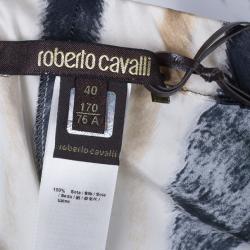 Pre Owned Roberto Cavalli Animal Print Silk Top And Trousers Set S/M
