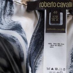 Pre Owned Roberto Cavalli Animal Print Silk Top And Trousers Set S/M