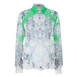 Roberto Cavalli Abstract Silk Chiffon Top And Skirt Set M/S