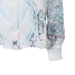Roberto Cavalli Abstract Silk Chiffon Top And Skirt Set M/S