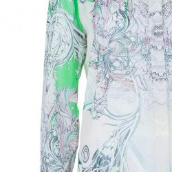 Roberto Cavalli Abstract Silk Chiffon Top And Skirt Set M/S
