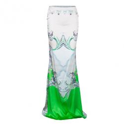 Roberto Cavalli Abstract Silk Chiffon Top And Skirt Set M/S