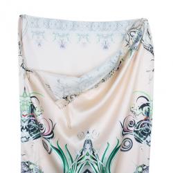 Roberto Cavalli Abstract Silk Chiffon Top And Skirt Set M/S