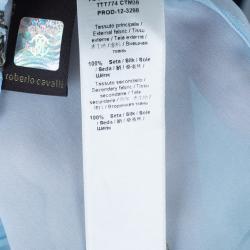 Pre Owned Roberto Cavalli Blue Floral Silk Chiffon Kaftan Top S