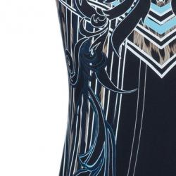 Pre Owned Roberto Cavalli Brown Printed Silk Fishtail Long Skirt S