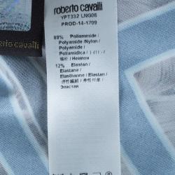 Pre Owned Roberto Cavalli Brown Printed Silk Fishtail Long Skirt S