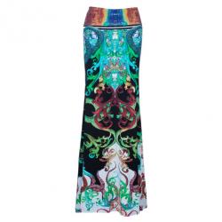 Pre Owned Roberto Cavalli Multicolor Silk Printed Maxi Skirt S