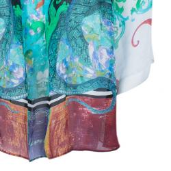 Pre Owned Roberto Cavalli Multiprint Oversized Silk Top S