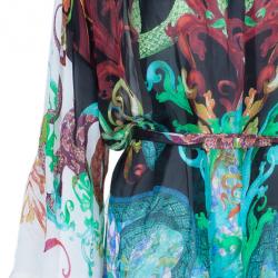 Pre Owned Roberto Cavalli Multiprint Oversized Silk Top S