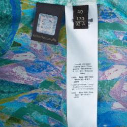 Pre Owned Roberto Cavalli Multiprint Oversized Silk Top S