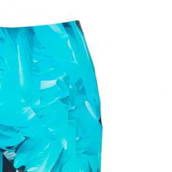 Pre Owned Roberto Cavalli Blue Tonal Silk Maxi Skirt M