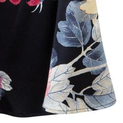 Pre Owned Roberto Cavalli Black Floral Print Silk Skirt M