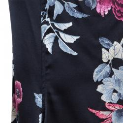 Pre Owned Roberto Cavalli Black Floral Print Silk Skirt M