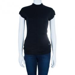 Pre Owned بلوزة روبرتو كافالي سوداء مغزولة برقبة  ضيقة M