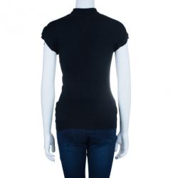 Pre Owned بلوزة روبرتو كافالي سوداء مغزولة برقبة  ضيقة M