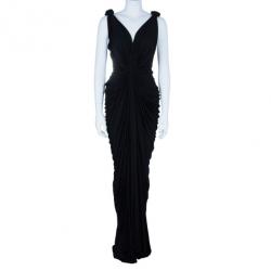 Pre Owned Roberto Cavalli Black Empire Waist Gathered Gown S