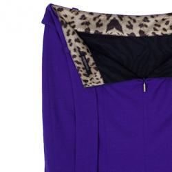 Pre Owned تنورة روبرتو كافالي أرجواني حزام ثعباني M